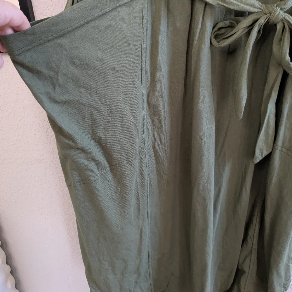 Anthropologie Olive Green Midi Dress TIE MISSING - Picture 5 of 9